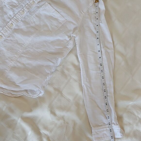 Banana Republic Women's Button-Down Long Sleeves Shirt White Small Petite - Picture 8 of 16
